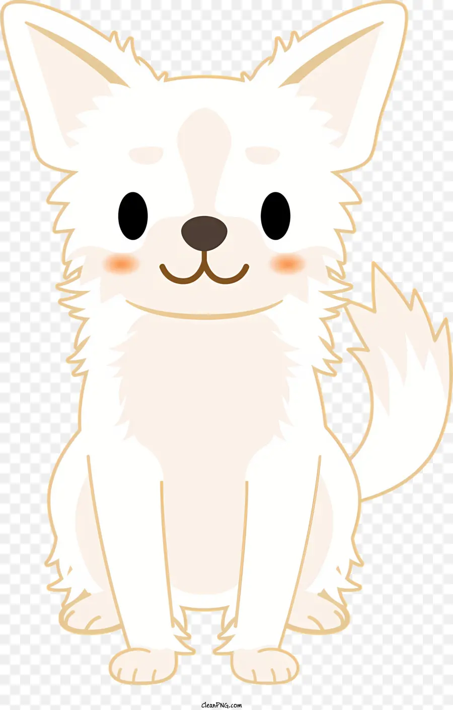 cartoon Hund - Weißer flauschiger Hund mit großem Lächeln sitzt