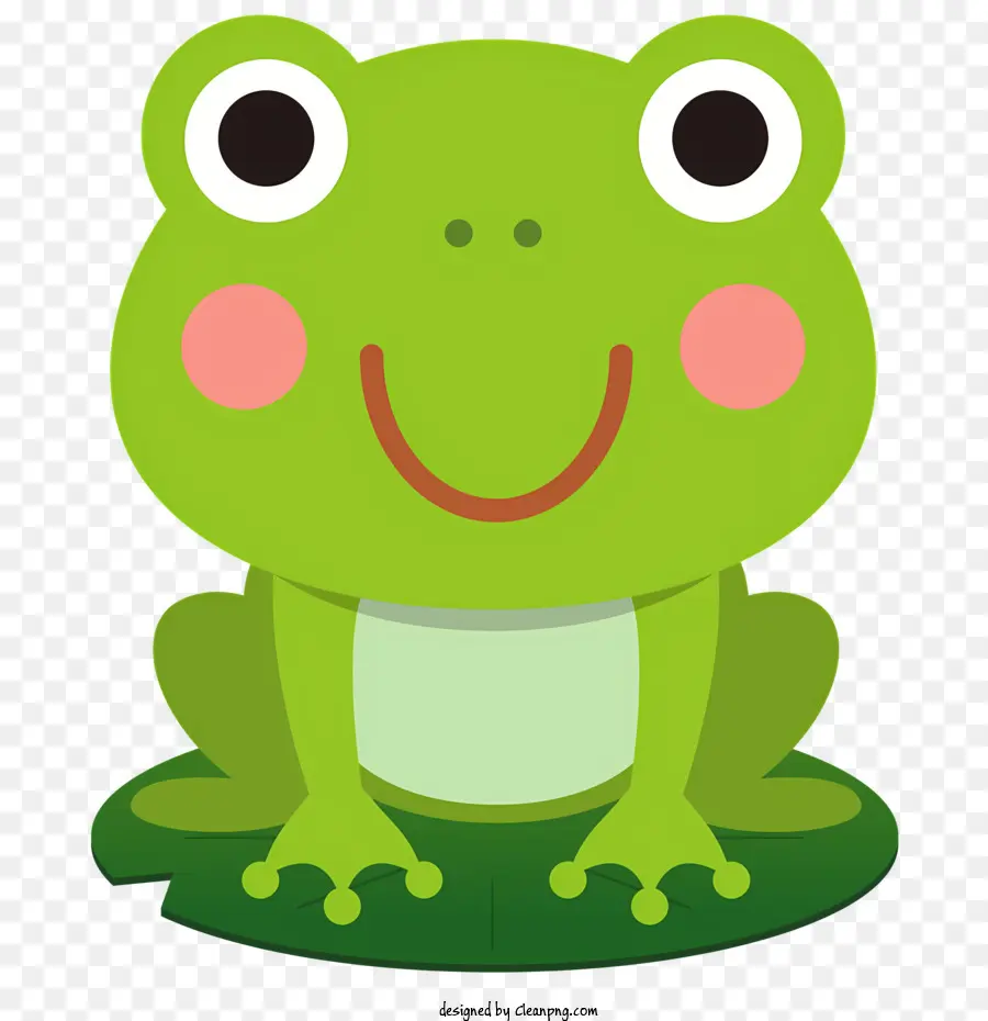 Ếch ếch lily pad clai hoạt hình - Ếch hạnh phúc mặc quần áo màu xanh lá cây trên lily pad