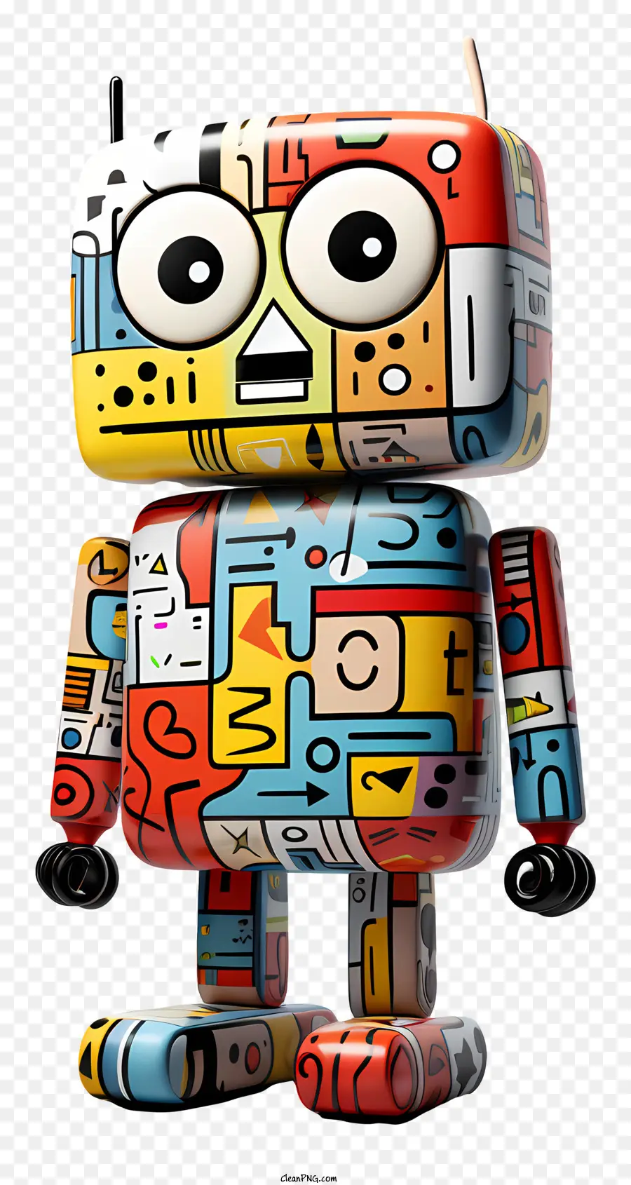 Cartoon Spielzeug 3D Rendering Roboter Cartoon Charakter Friendly Ausdruck Buntes abstraktes Design - Buntes, freundlicher 3D -Cartoon -Roboter mit Brille