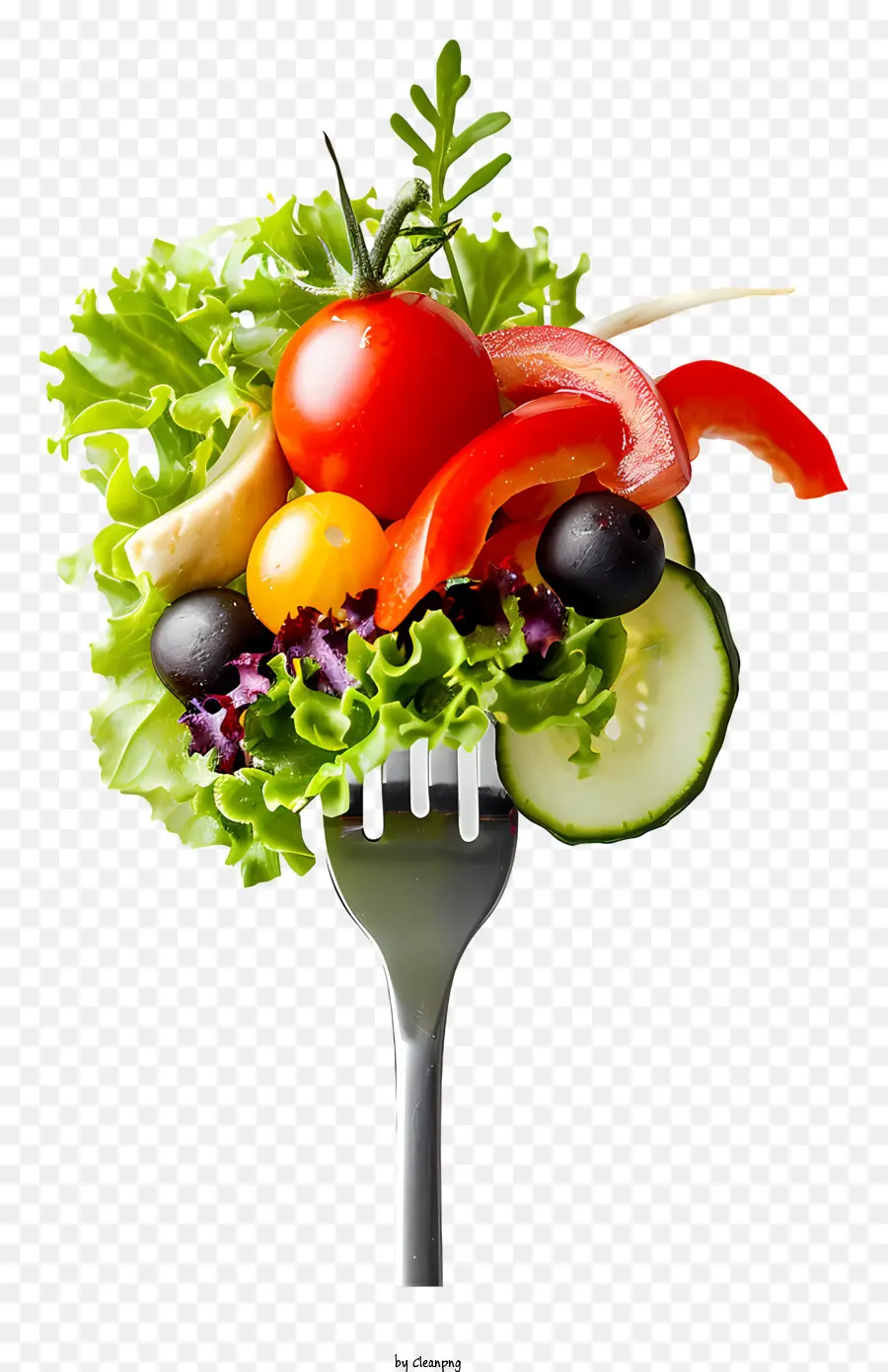 cibo sano - Cuore vegetale colorato su una forchetta