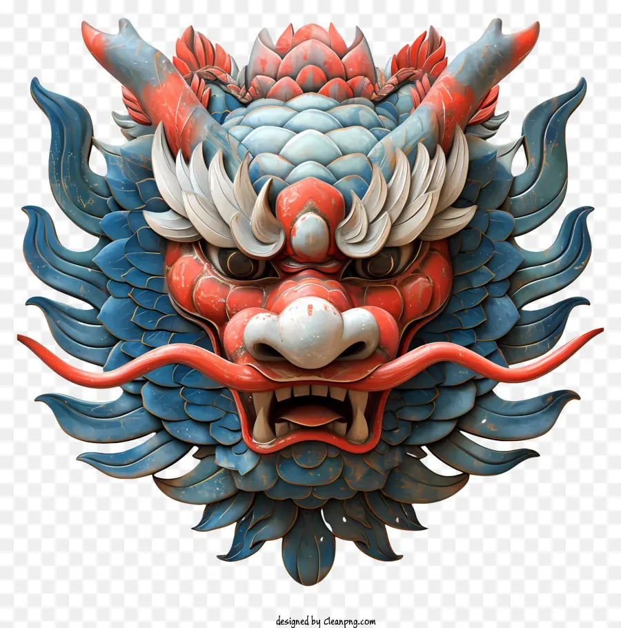drago cinese - La intricata testa del drago cinese simboleggia la potenza, la forza