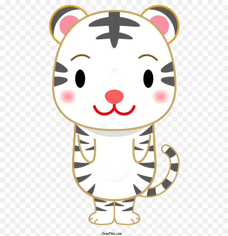 Tiger Cartoon weiße Tigerrosa Nase Schwarze Whiskers Weißkragen - Cartoon weißer Tiger mit rosa Nase und geschlossenen Augen