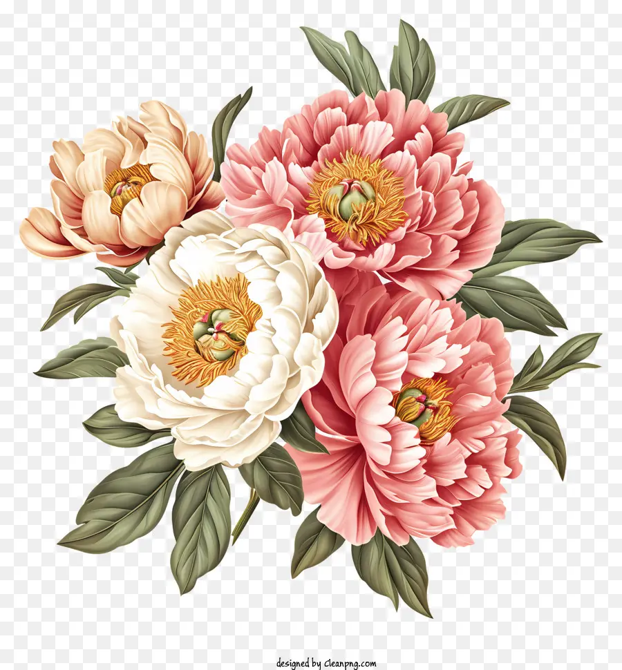 composizione floreale peonia peonie rosa peonie bianche fiori di peonia fotografia fiori - Immagine vivida di tre peonie rosa e bianche