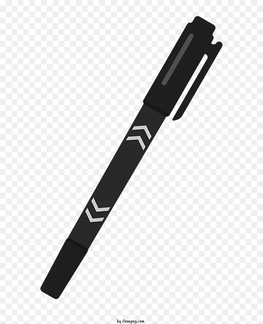 Biểu tượng màu đen bút mũi tên đầu bút bạc pen bút trên nền đen - Bút đầu mũi tên đen thực tế với dải bạc