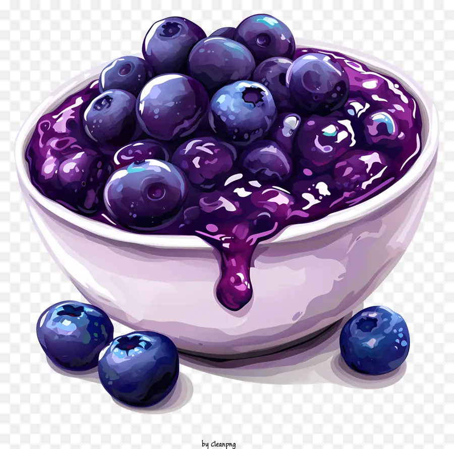 Berry Compote Fruchtkompott Blaubeeren Schüssel Porzellan - Schüssel frischer Blaubeeren auf weißem Porzellan