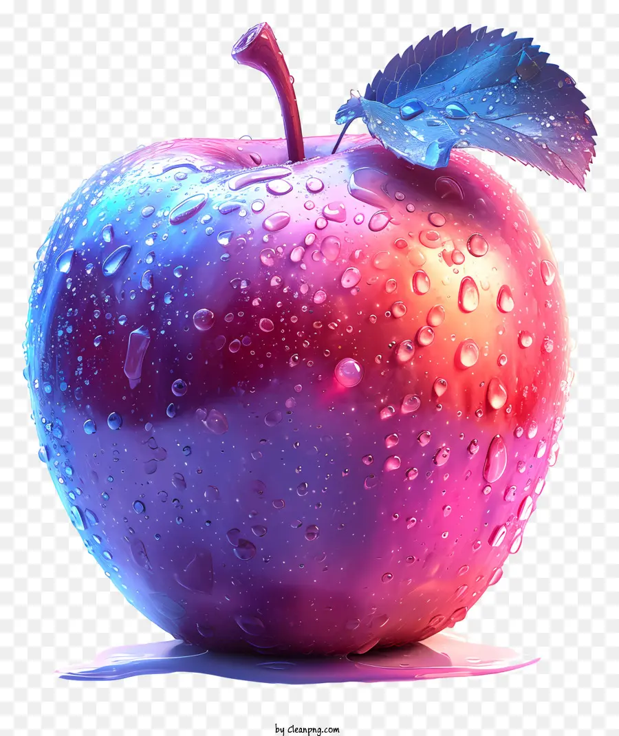 red apple red apple water droplets rainstorm bright green leaf