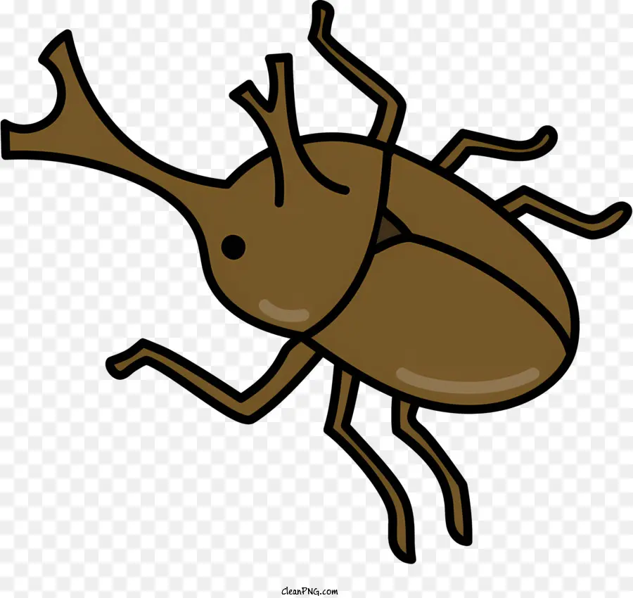 Icon Brauner Käferkäfer mit großen Augen Langes dünne Antennen -Insekt auf dem Rücken liegen - Stilisierte Zeichnung von braunem Käfer mit Antennen