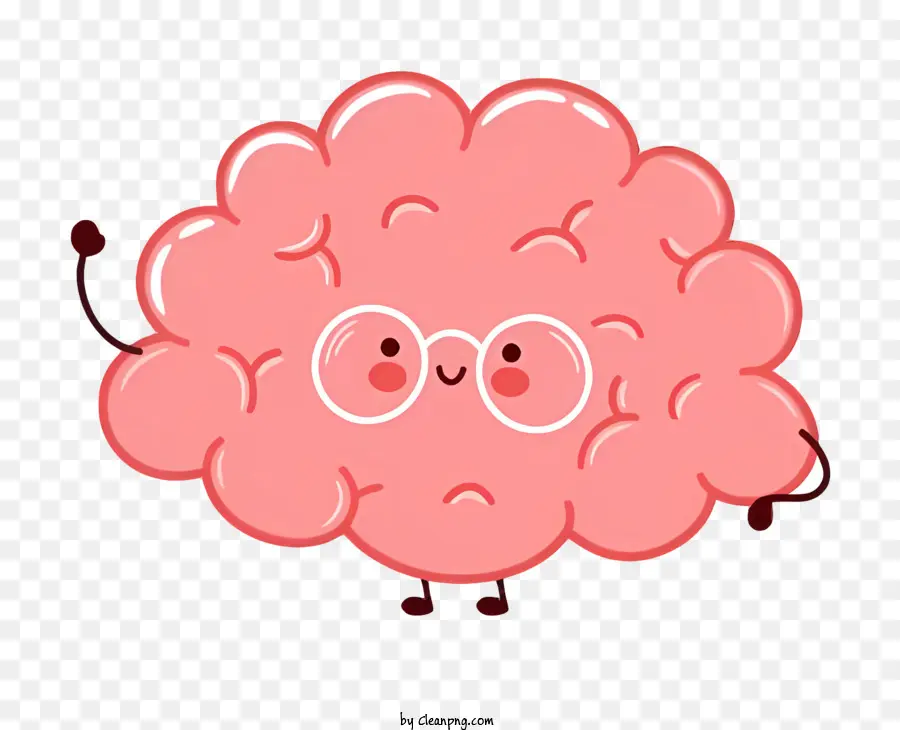Cartoon Brain - Cartoon -Gehirn trägt eine Brille mit überraschtem Ausdruck