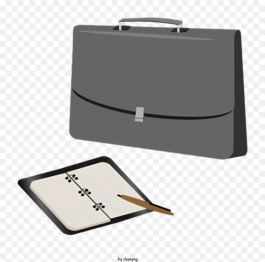 Biểu tượng bằng da trong chiếc cặp barics kép dây kéo tay Tay T số điều khiển cặp - Cặp da màu đen với giấy và bút