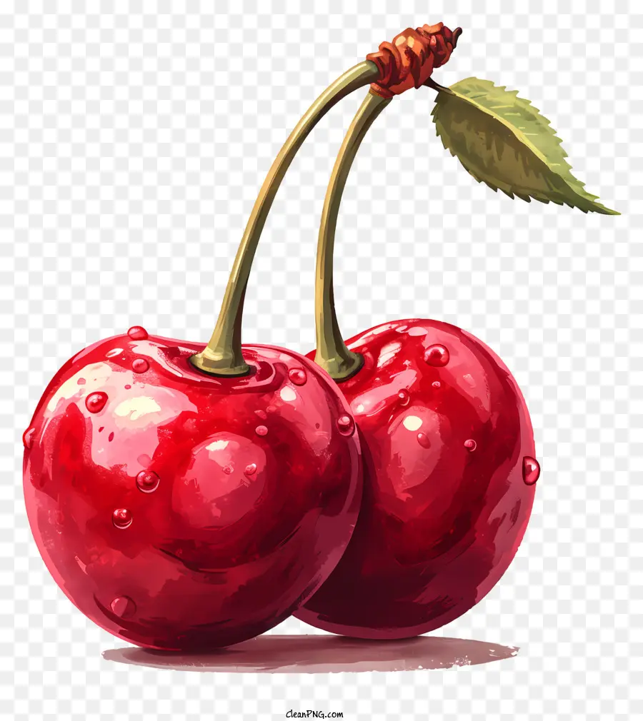 ciliegie rosse ciliegie rosse ciliegie con gocce d'acqua ciliegie artistiche - Immagine artistica di ciliegie rosse con goccioline d'acqua