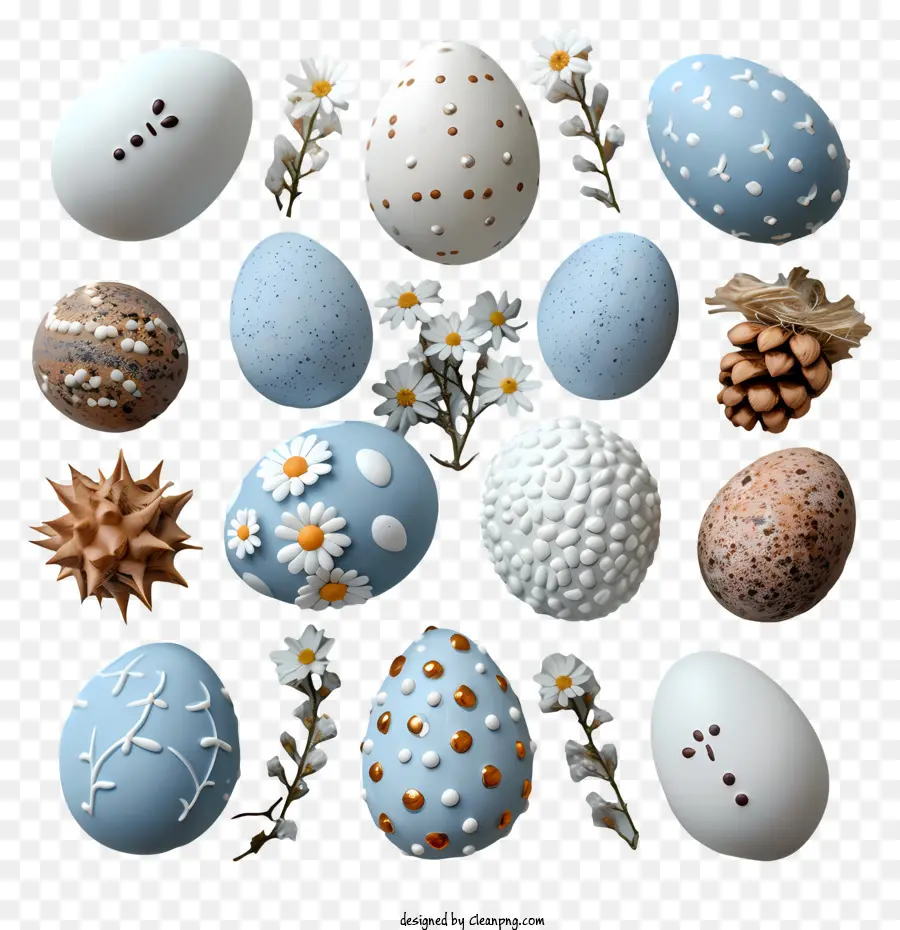 Ostereier Easter Eier dekorierte Eier Eier Ei -Designs dekoriert - Collage verschiedener dekorierter Eier im Kreis