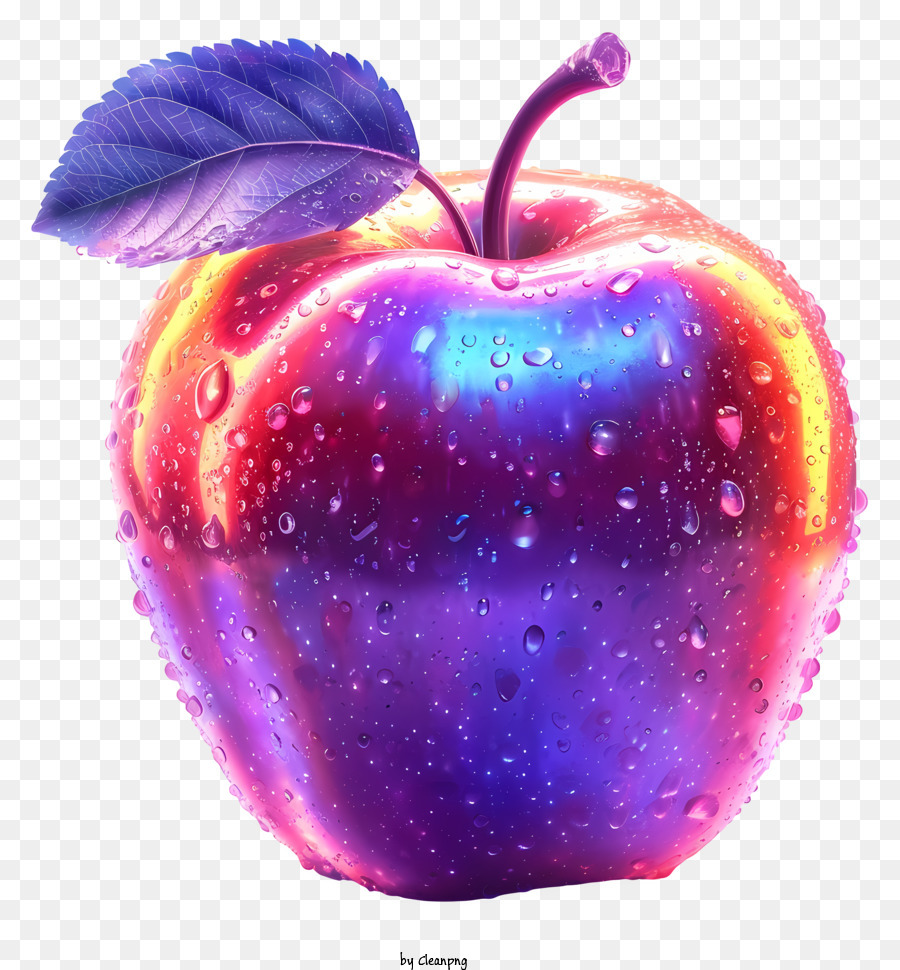 Rotapfel Apfel mit Wassertröpfchen Tiefpurpura Apfel glänzend Apfelgewischte Apfel - Glänzender lila Apfel mit Wassertröpfchen