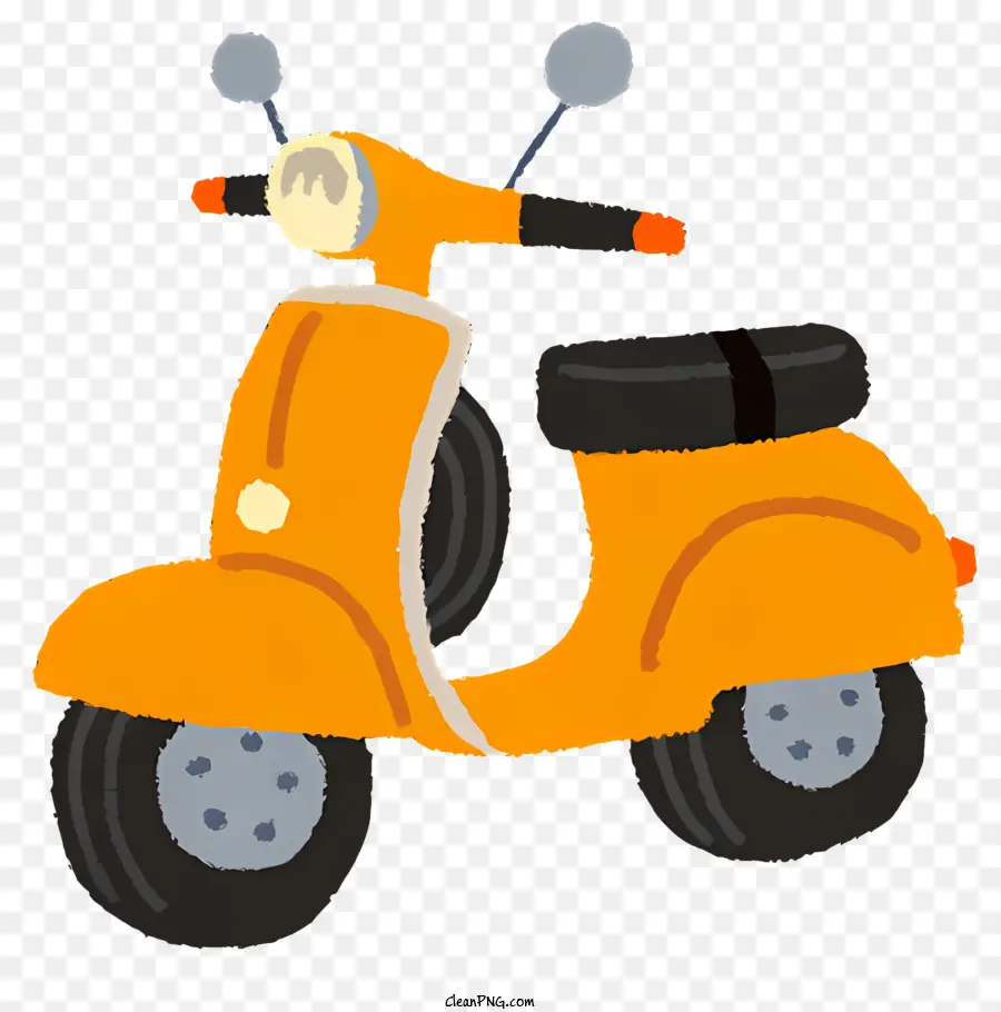 Biểu tượng màu cam xe tay ga tròn tay lái bánh trước - Tóm tắt: Xe tay ga màu cam với ghế tròn và tay lái