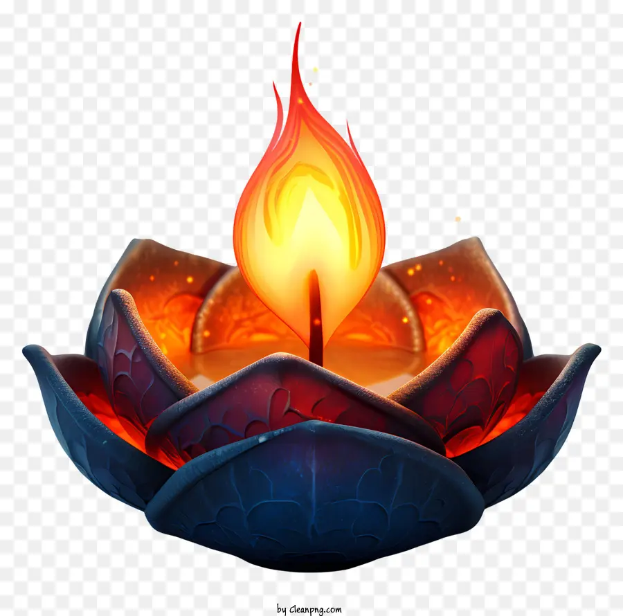 diwali đèn - Nến lửa trên hoa sen trong bóng tối