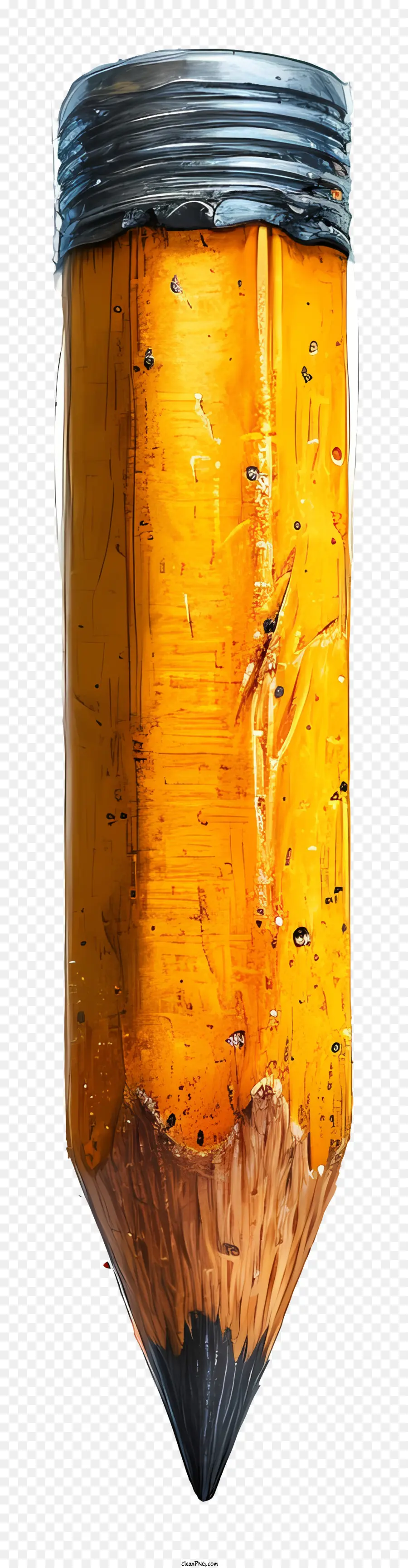 Bleistiftstift Holzstift gelber Bleistiftstift mit Loch - Holzstift mit gelber Farbe und Kratzern