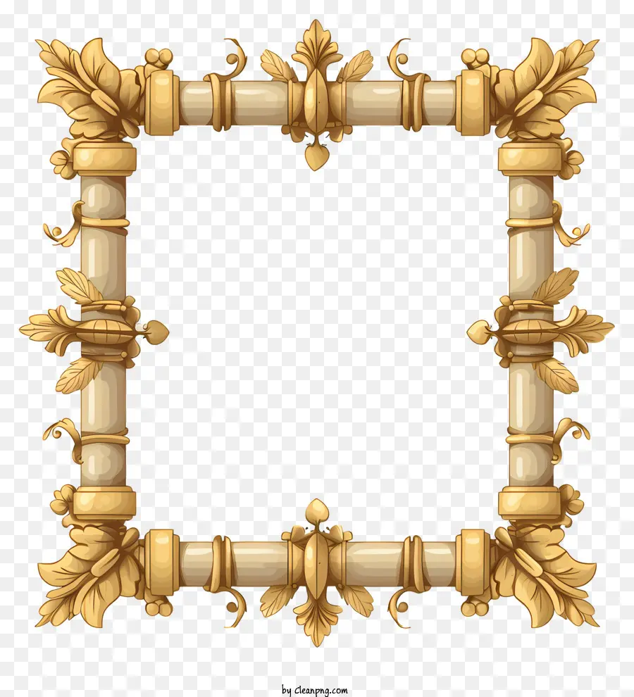 gold Rahmen - Ausführlicher Goldrahmen mit Scrollwork und Blumen