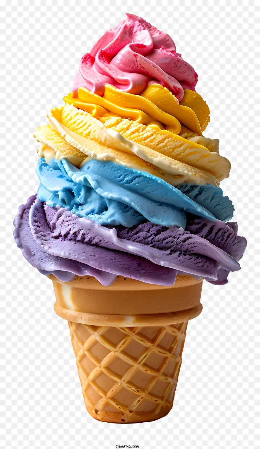 Rainbow Ice Cream Cream Cream Kem Swirled Kem Kem Hình nón Kem đầy màu sắc - Kem hình nón đầy màu sắc, thu hút sự chú ý và sôi động