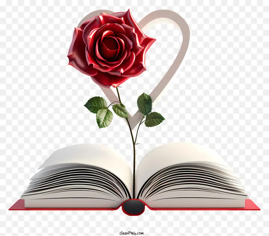 libro aperto - Rose che sboccia dal libro aperto con il cuore