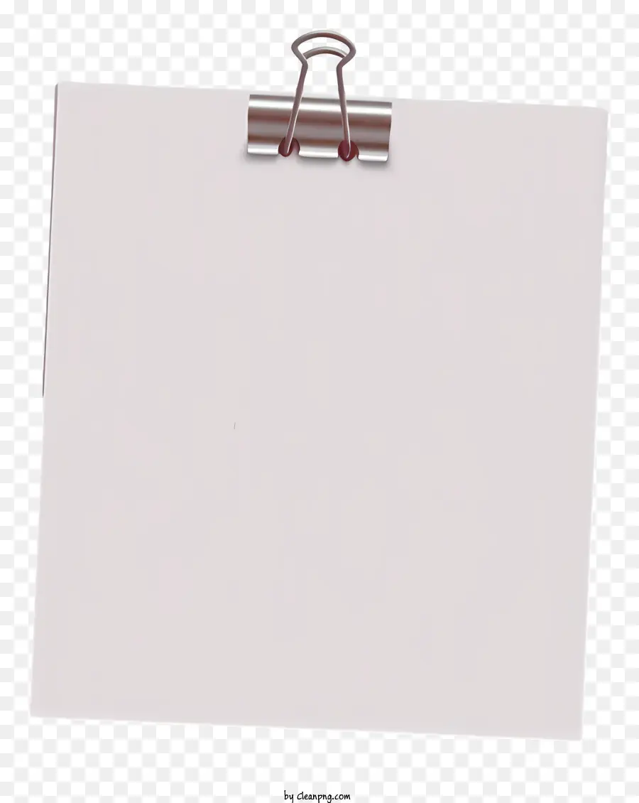 realistischer Papierpapier Notiz Aufkleber leeres Papier glatte weiße Papiermetallclip auf Papier - Leeres weißes Papier mit Metallclip isoliert