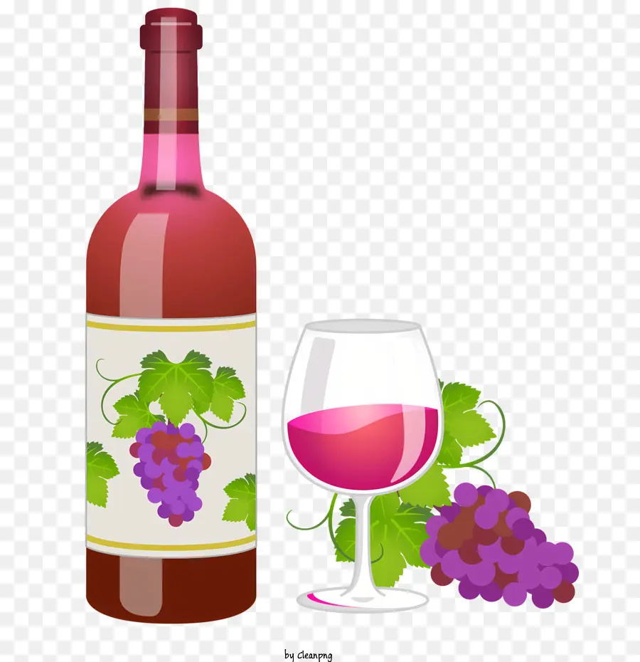 nền trắng - Chai rượu, ly và chất lỏng màu hồng trên màu trắng