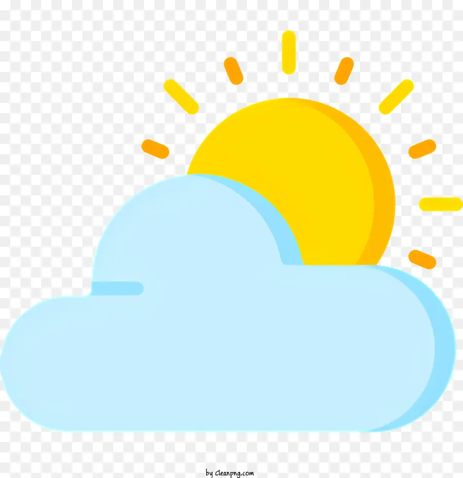 icona a forma di nuvola - Rappresentazione realistica del sole splendente dietro le nuvole