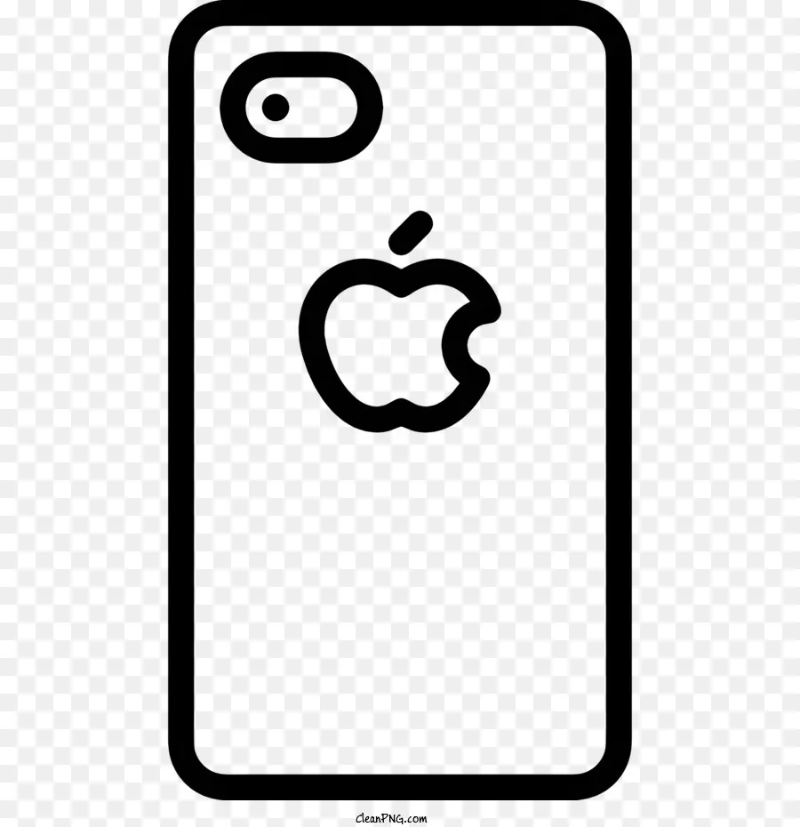 apple logo - Monochromatisches Apfellogo mit weißem Apfel und rotem Stiel/Blatt