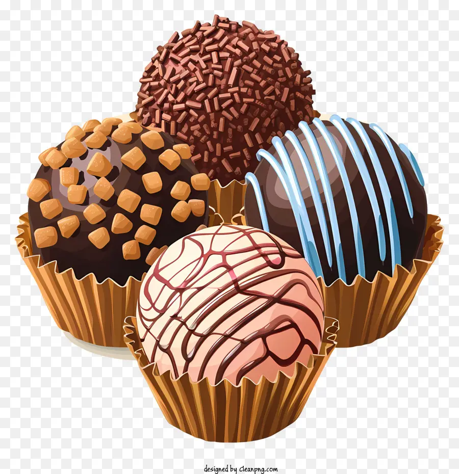 Formazione circolare di brigata piatta di cioccolato ciambelle al caramello e dadi di alta qualità - Immagine di alta qualità di formazione circolare di palline di ciambelle ricoperte di cioccolato con caramello e noci
