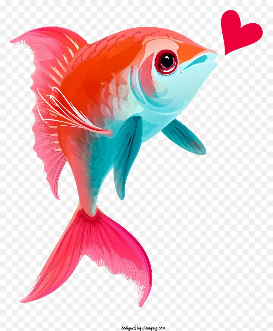 Herzform - Buntes Fisch mit Herzform, friedliches Wasser