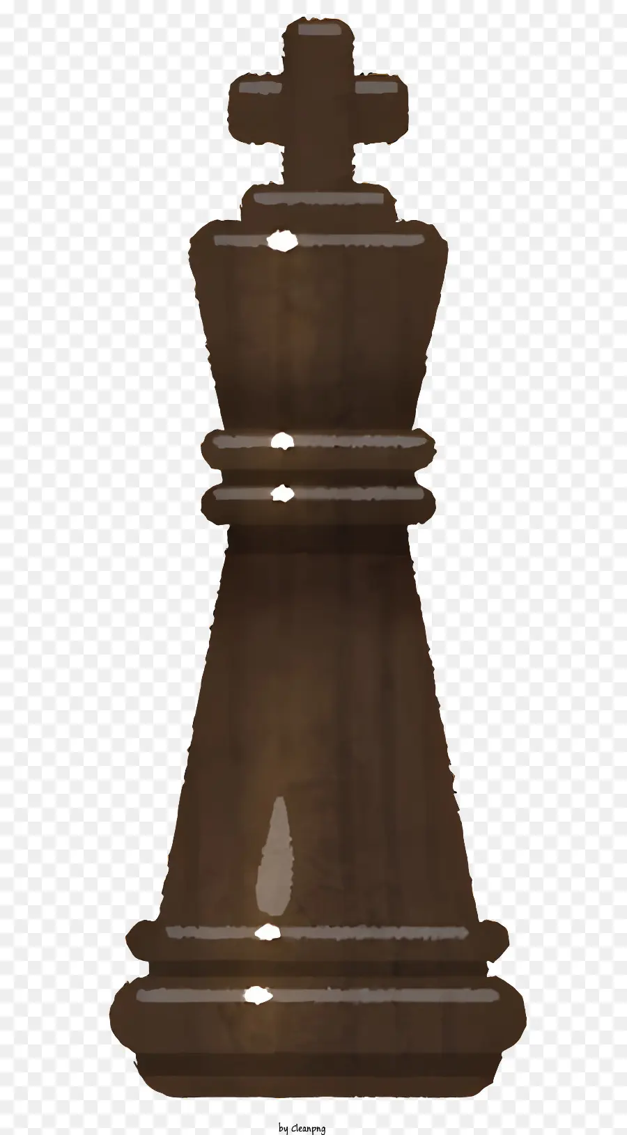Fußabdruck - Holzkönig Schachstück mit goldenem Kopf, Hörnern und X-förmigen Beinen auf schwarzem Hintergrund