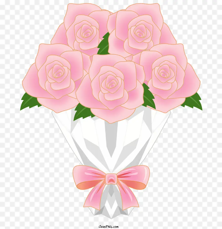 rosa Rosen - Rosa Rosen Bouquet in weißer Vase, Band