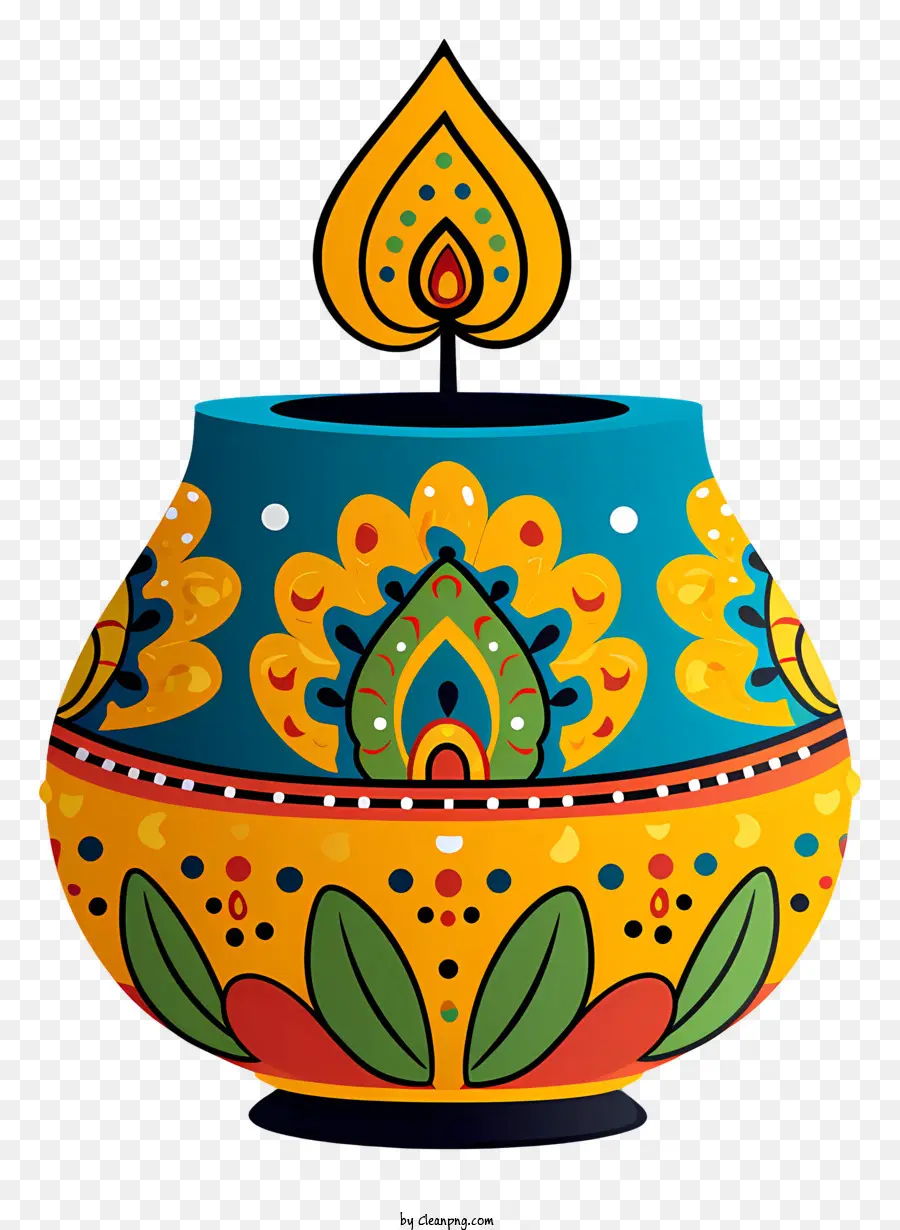 Lampada di Diwali piatta tradizionale lampada indiana Decorazione indiana Clay Lampada indiana - Intricata lampada indiana che simboleggia la prosperità e la fortuna