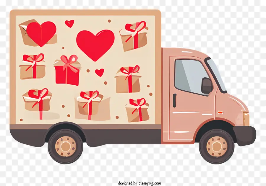 màu đỏ băng - Xe tải lãng mạn với quảng cáo dịch vụ gói quà tặng