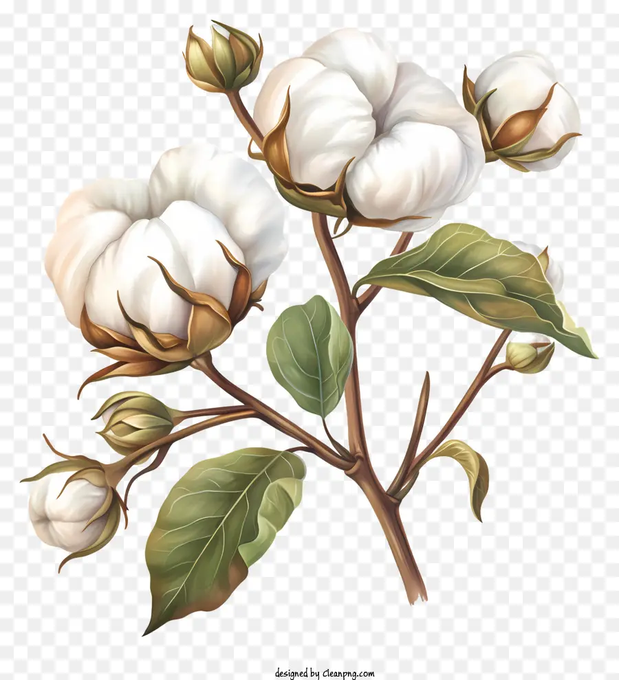 cotton flowers cotton plant cotton bolls green leaves seeds