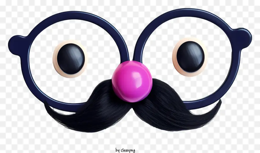 Schnurrbart - Cartooncharakter mit Brille, Schnurrbart, rosa Nase