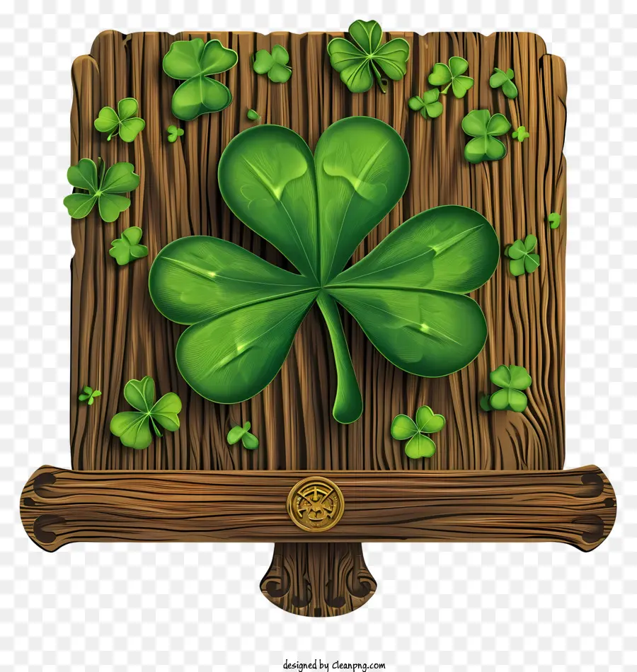 St. Patrick Board Ikon Shamrock Wandkunst Celtic Style Design Green Shamrock Irish Decor - Grüner Shamrock auf Holzbrett, traditioneller keltischer Stil