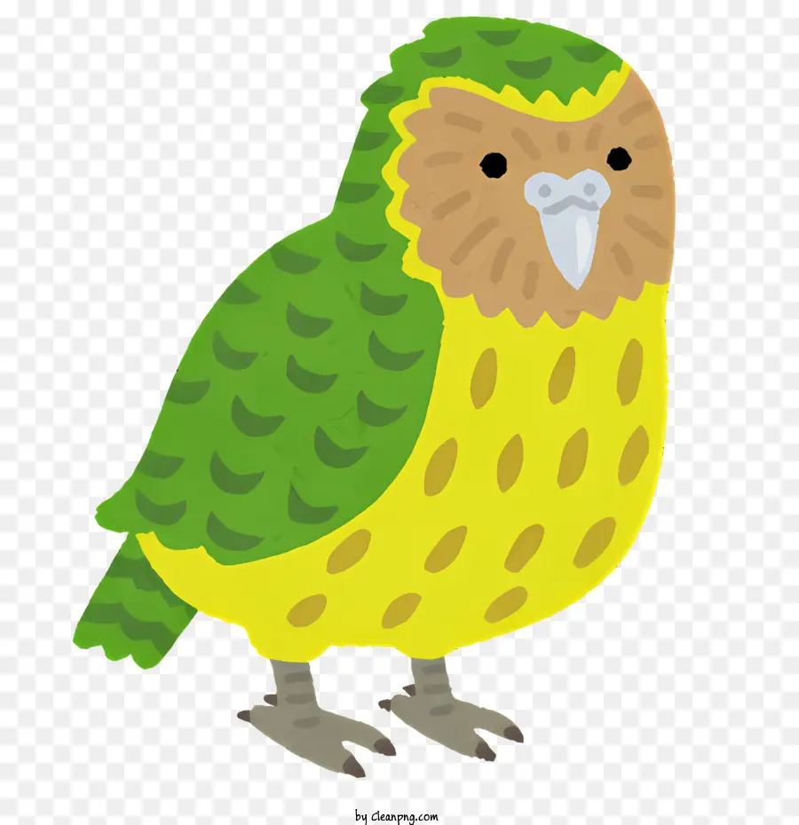 Flügel - Grüner und gelber Vogel, der ein farbenfrohes Outfit trägt