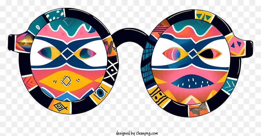 geometrische Formen - Bunte afrikanisch inspirierte Brille mit geometrischen Mustern