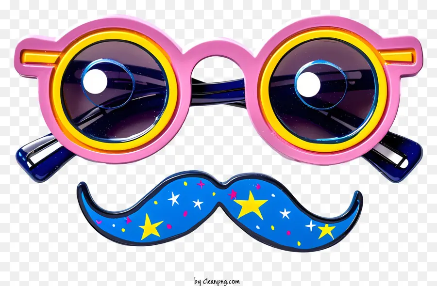 party Hut - Bunte Schnurrbart -Sonnenbrille verleiht dem Gesicht der ernsthaften Person eine spielerische Note. 
glücklich, lustig, ideal für die Party