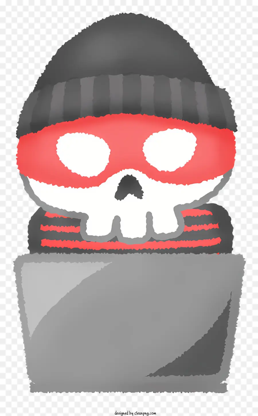 icon Cartoon Skull Hat Red Hat Black and Red Bandana Skull's Eyes - Skull cartoon con cappello rosso e bandana