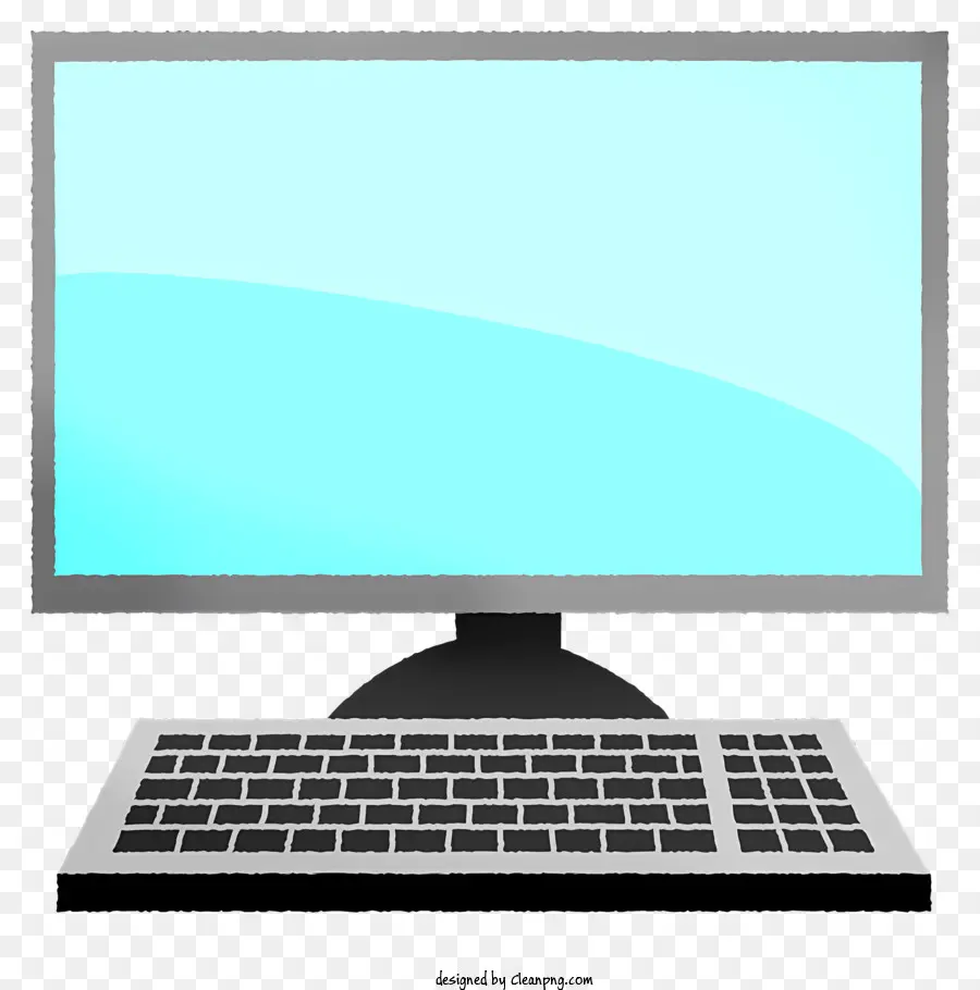 icona computer nera tastiera nera sullo schermo blu sfondo blu - Computer semplice con tastiera nera e schermo blu