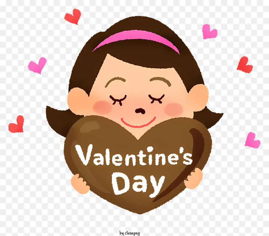 Ngày Valentine - Cô gái cười với trái tim sô cô la cho ngày lễ tình nhân