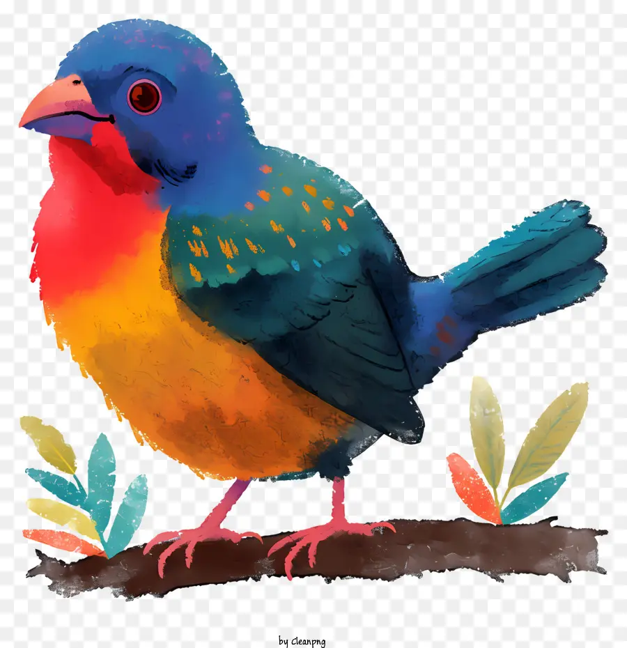 Vögel im Aquarellstil Digitalem Gemälde Buntes Vogelzweigbaum - Digitales Gemälde des farbenfrohen Vogels am Zweig
