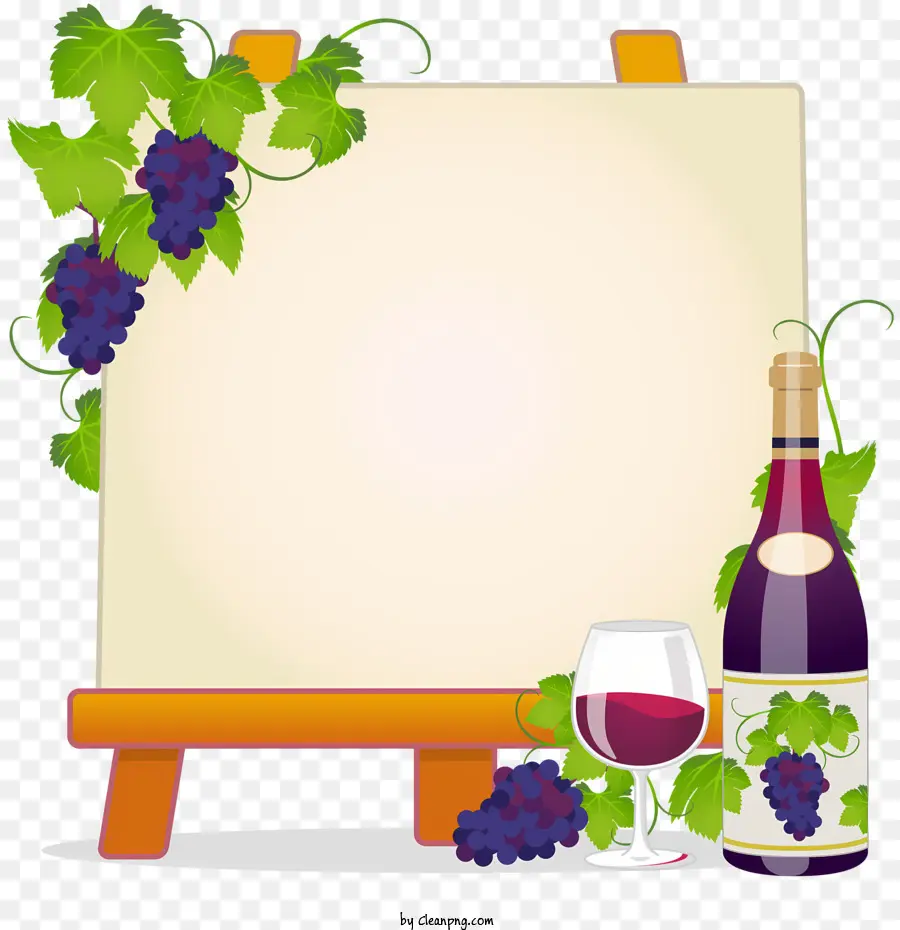 cornice - Bottiglia di vino vuota e bicchiere sul telaio