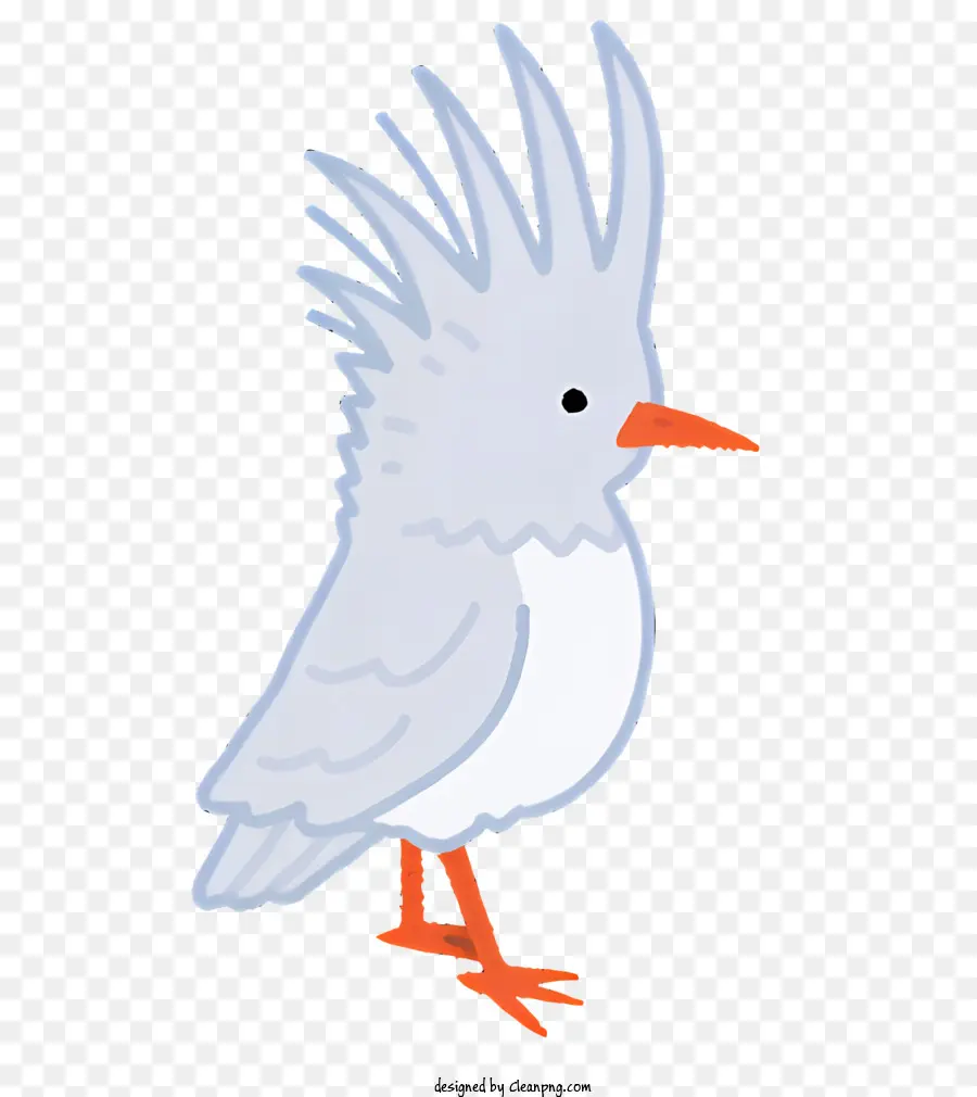 uccello uccello piume bianche lunghe piume ricci - Uccello bianco con lunghe piume ricci e bocca aperta