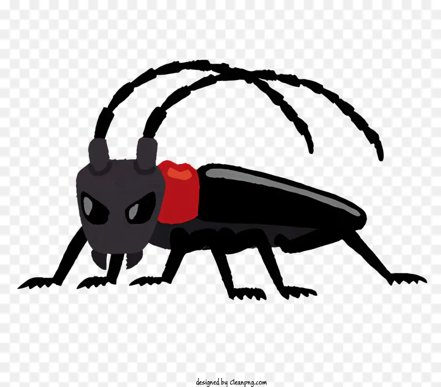 bug black creature sharp claws red patch red tongue