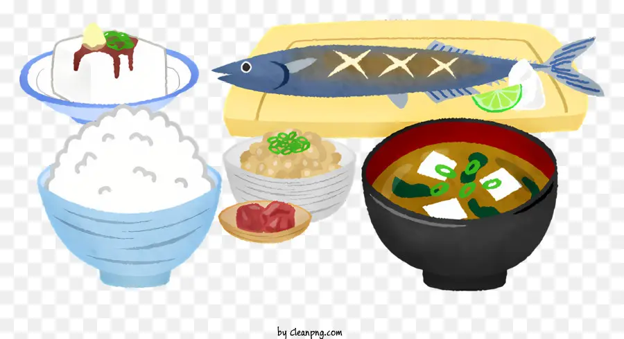 Sushi - Verschiedene Lebensmittel, die ästhetisch auf Tablett arrangiert sind