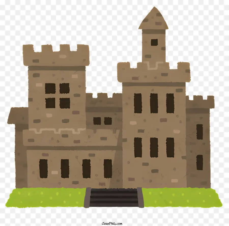 Bauschlosserturm Windows Stein - Mittelalterliche Burg mit Turm, Fenstern und Eingang