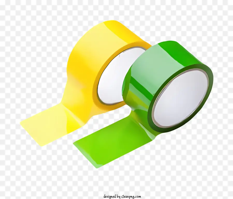 Klebeband - Nahaufnahme des gelben und grünen Klebebandes auf schwarzem Hintergrund