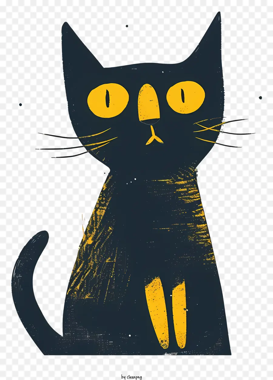 minimalist cat black cat yellow eyes sleek coat small paws