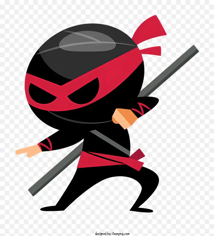 Lego Ninja Cartoon Charakter Ninja Schwarzes Outfit Red Schal - Dynamisches Ninja bereit, mit Schwertern anzugreifen